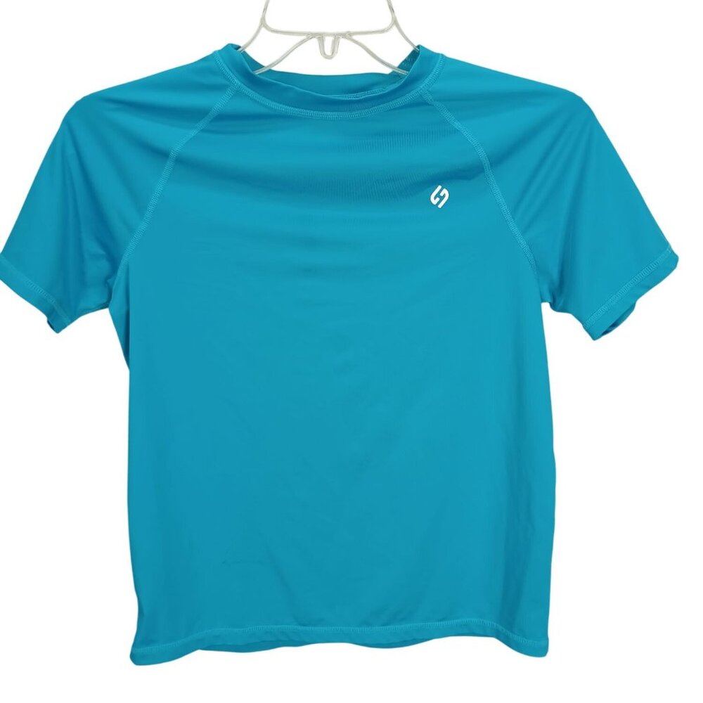 Hodo Sports Blue Youth Short Sleeve Rash Guard‎ Tee Shirt 10/12